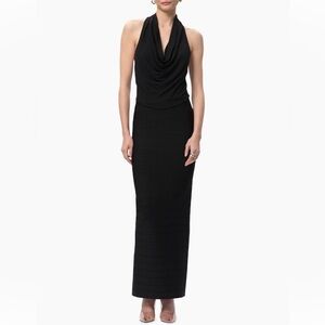 NWT HERVE LEGER Lia Bandage Gown Halter Pencil Dress In Black SIZE Small $1290
